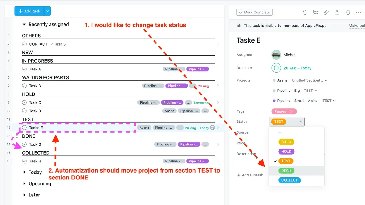How to move tasks in Asana: step-by-step migration process – moving from Airtable to Asana checklist