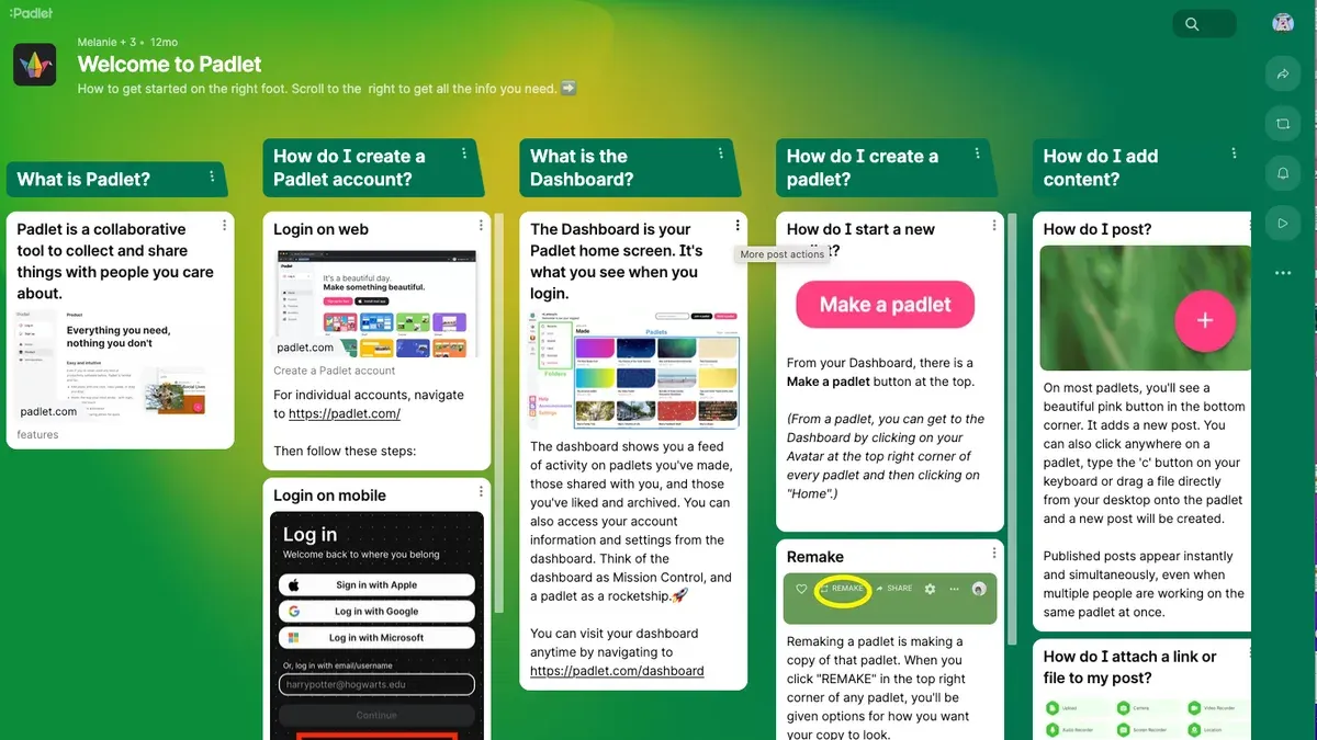 Example of Padlet discussion board and instructions for students – moving from Blooket to Padlet checklist