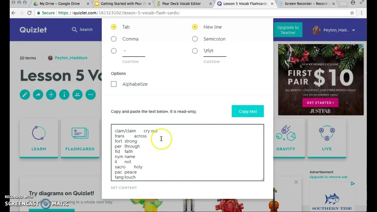 How to create effective Quizlet study sets to replace Pear Deck lessons – switching from Pear Deck to Quizlet