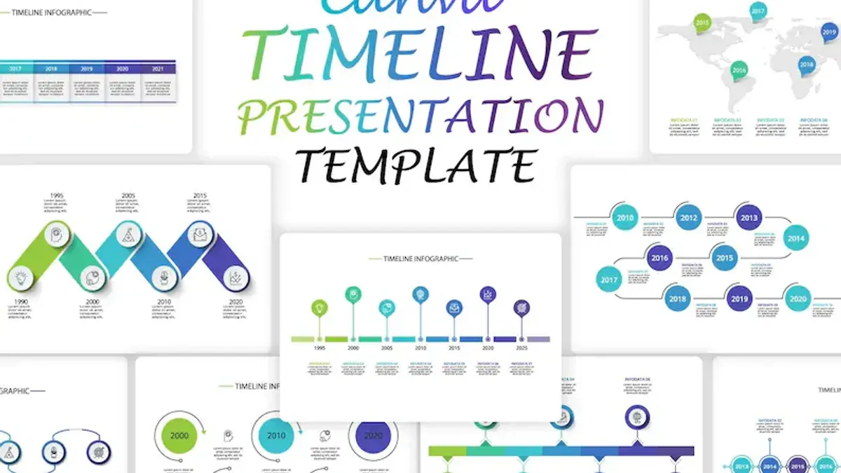 Teacher guiding students using Canva for Education implementation timeline on laptops
