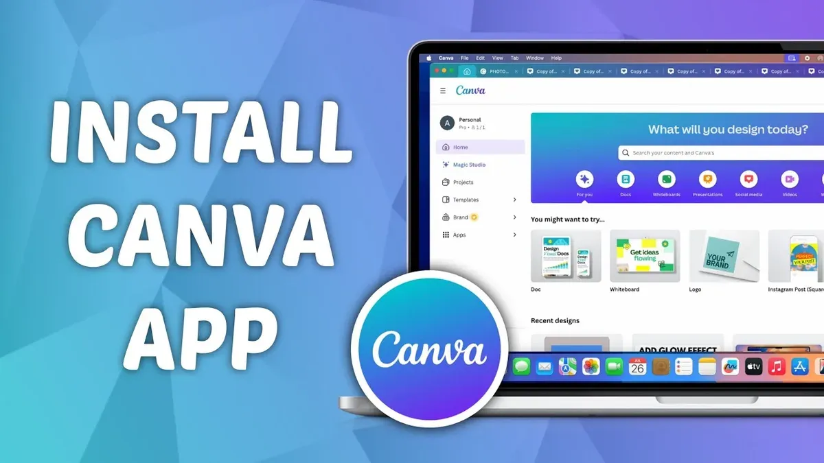 How to install Canva app on Mac shown on a MacBook screen during installation