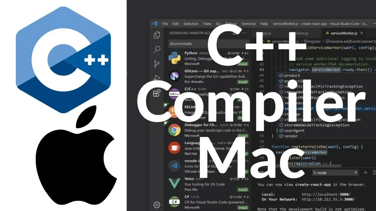 Terminal window on Mac showing how to install C++ compiler clang on Mac