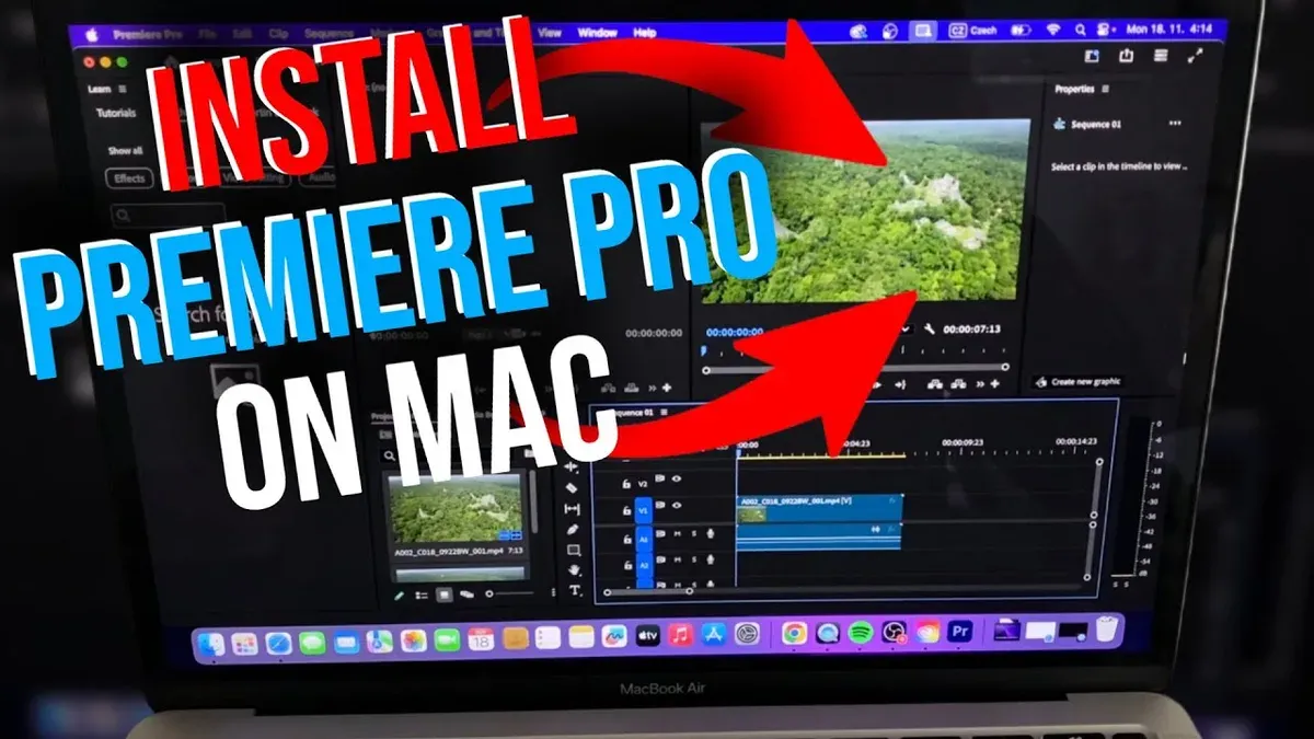 How to install Premiere Pro on Mac shown on a MacBook screen during installation