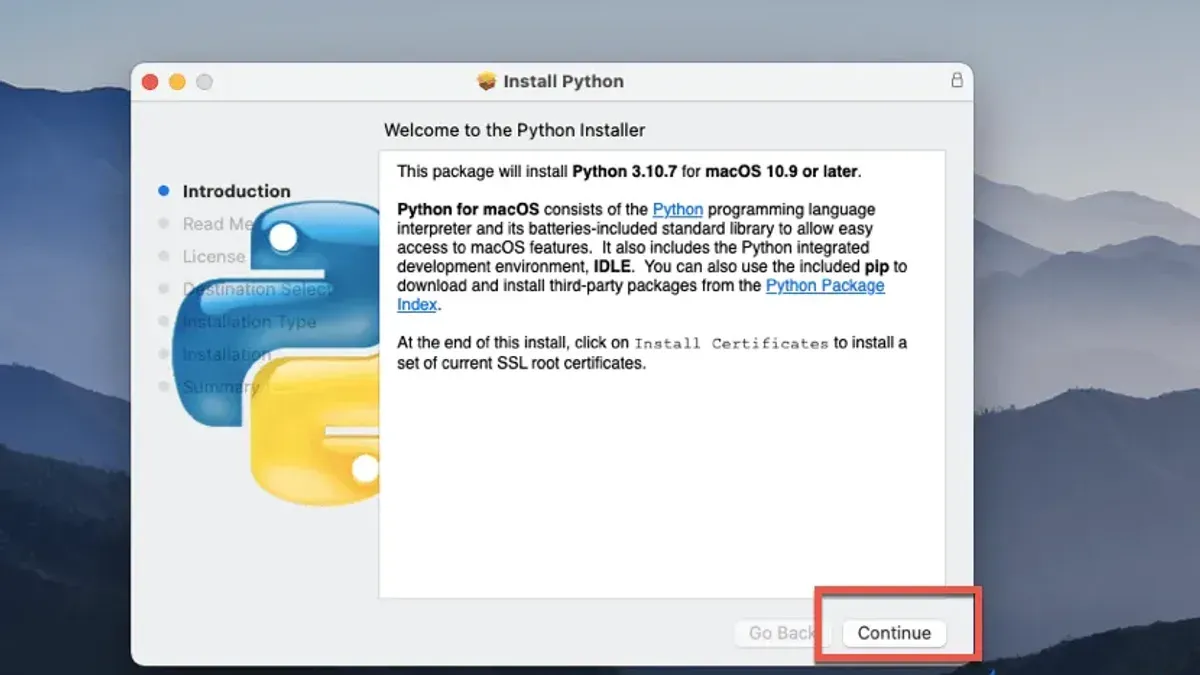 Person installing Python on Mac using Terminal and Homebrew