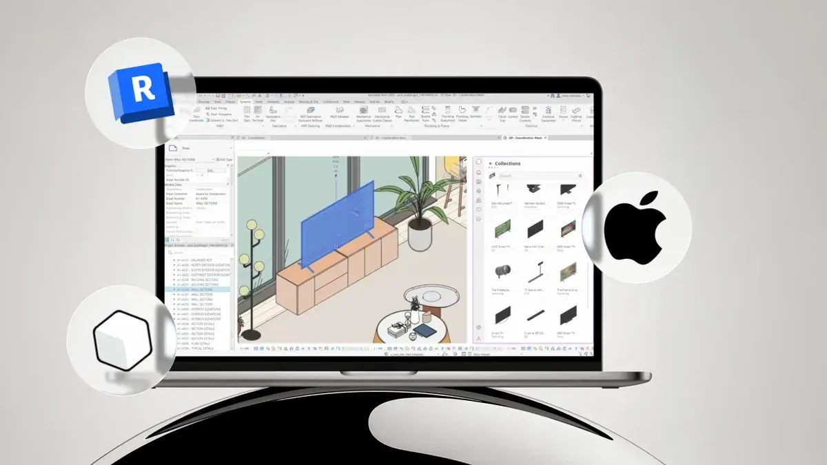 How to install Revit alternatives on Mac shown on a laptop screen with installation steps