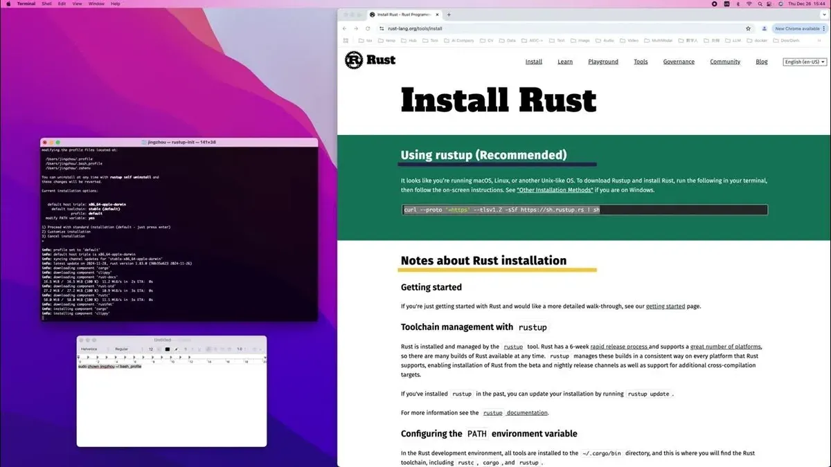 How to install Rust on Mac shown on a MacBook screen with terminal open