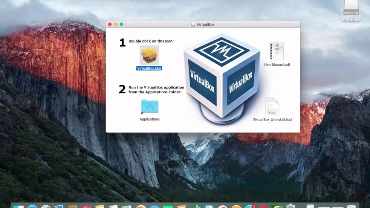 How to install VirtualBox on Mac shown on a MacBook screen during installation