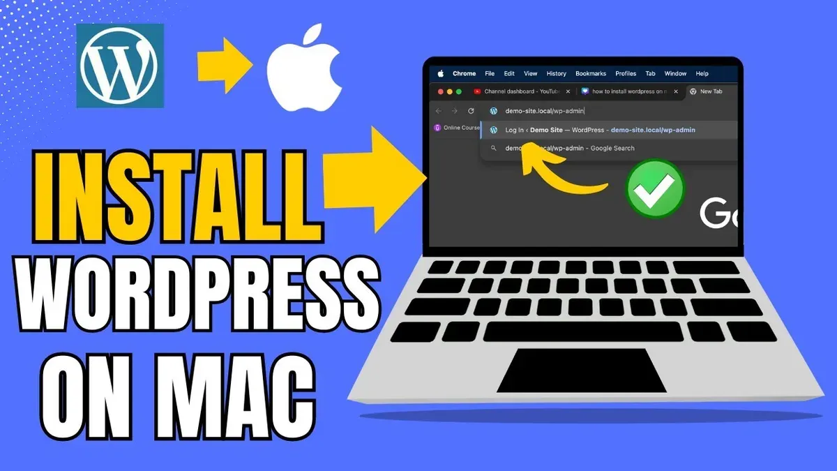 MacBook displaying how to install WordPress locally on Mac during setup process
