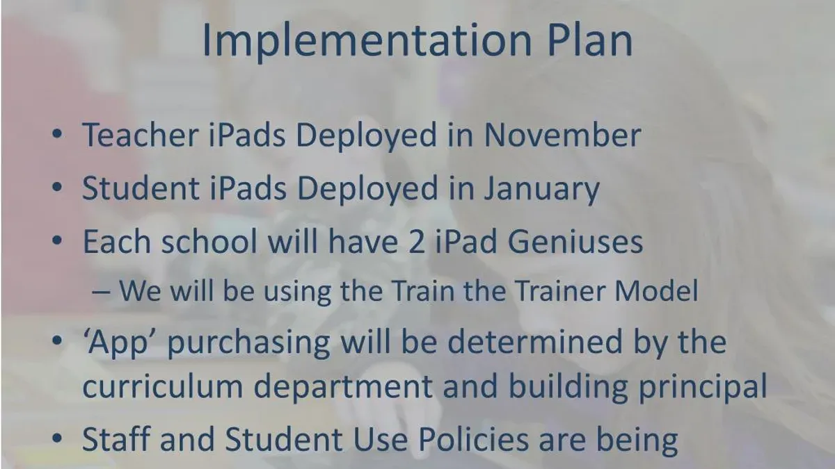 Teachers with low tech confidence learning iPads rollout plan in classroom training