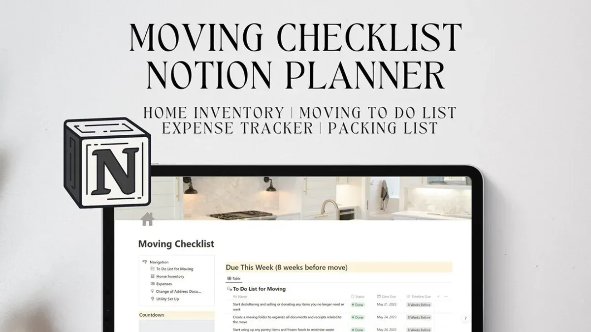 Person using a laptop with moving from Airtable to Notion checklist on screen