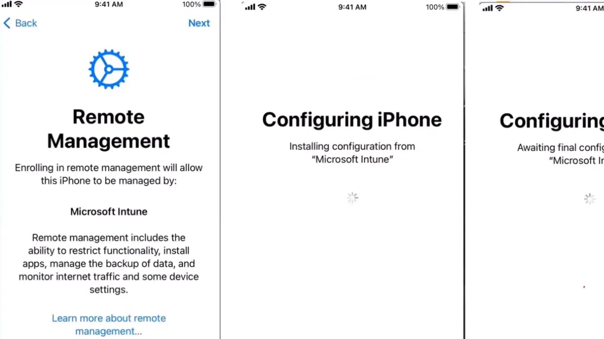 IT administrator using checklist for moving from Apple School Manager to Microsoft Intune on laptop