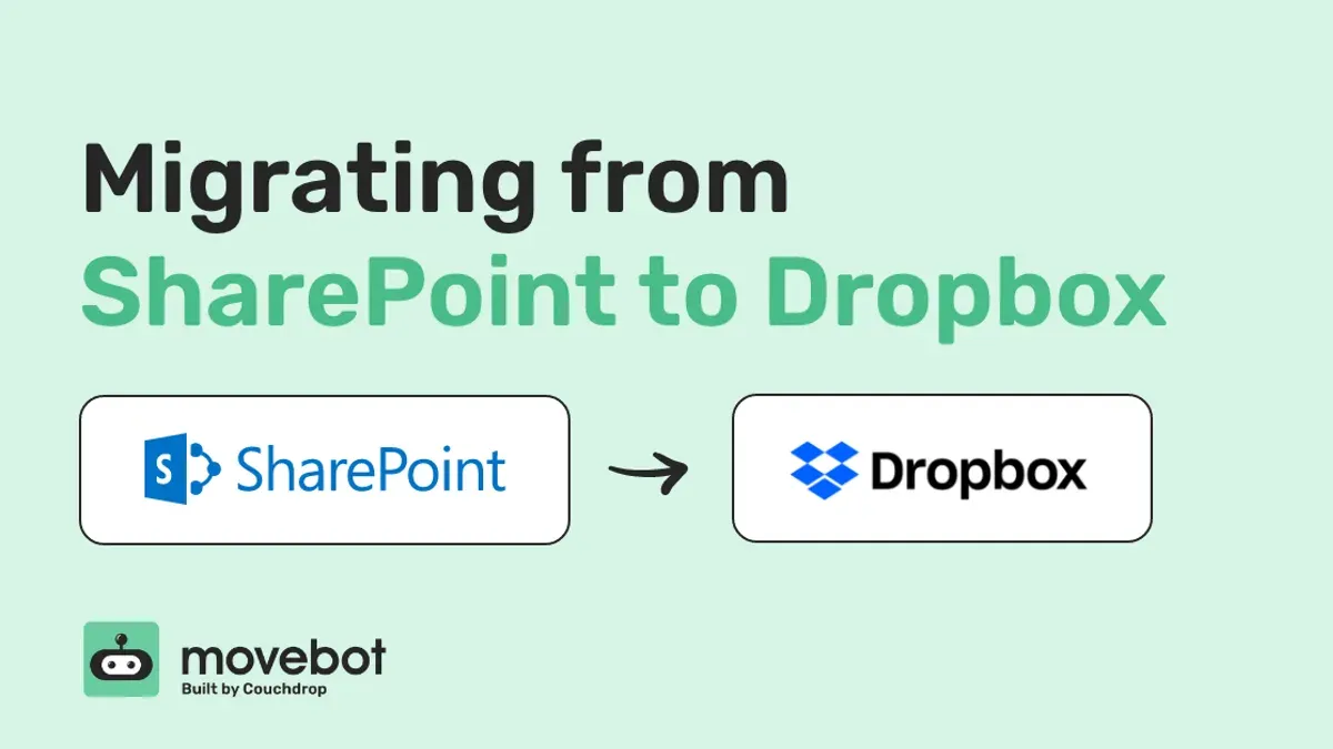 IT team using a moving from SharePoint to Dropbox checklist on a laptop