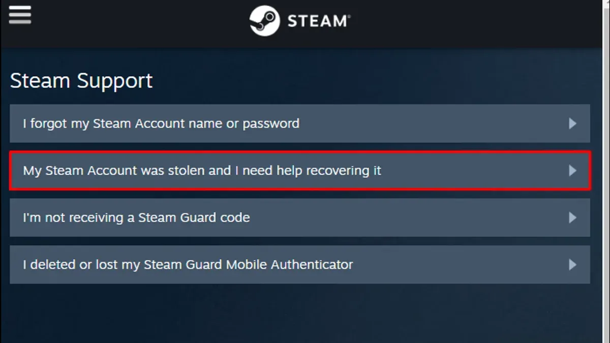 User recovering a Steam account hacked using a laptop
