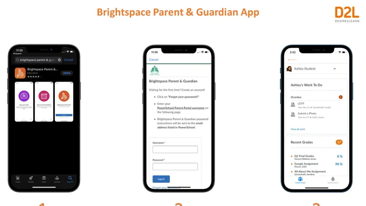 Administrator configuring how to set up parent or guardian updates in Brightspace on a computer