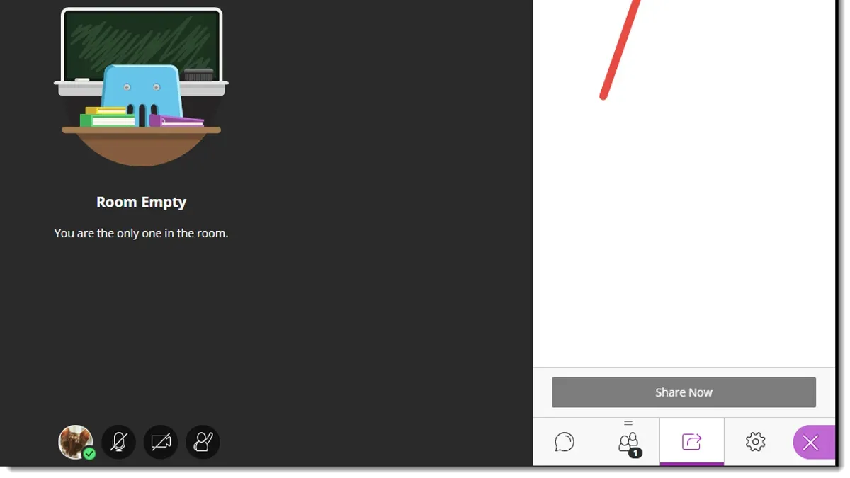 Educator sharing files with students in Blackboard on laptop