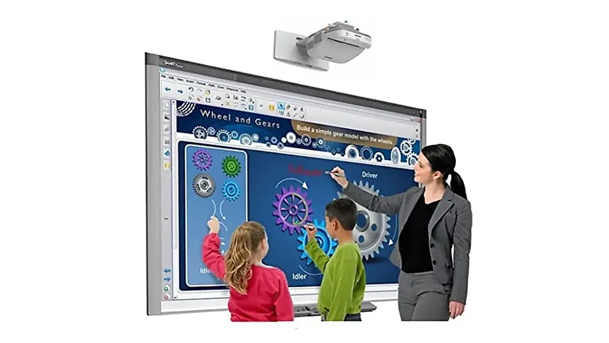 Teacher switching from SMART Board to classroom projector setup