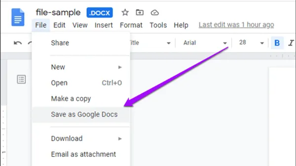 How to convert DOCX to Google Docs on Mac displayed on a MacBook screen