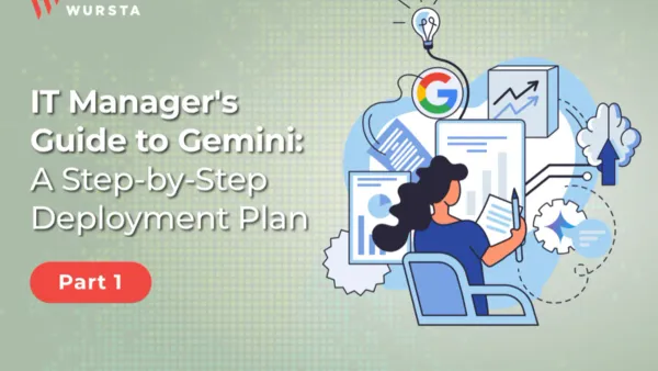 Office manager leading a Google Gemini rollout plan training session with team
