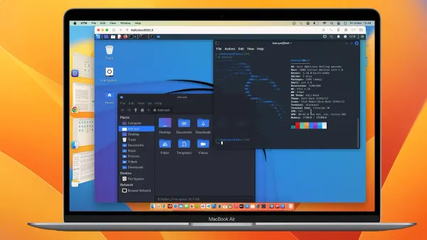MacBook displaying Kali Linux VM installation on Mac screen