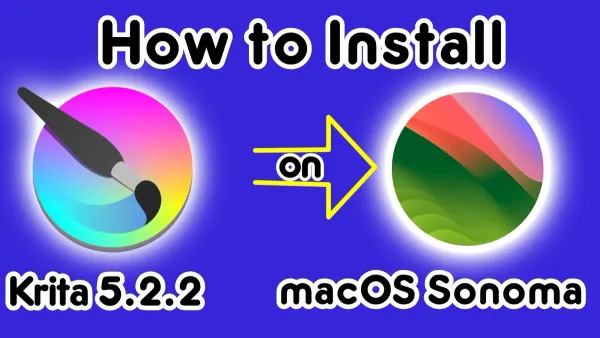 How to install Krita on Mac shown on a MacBook screen with digital art interface