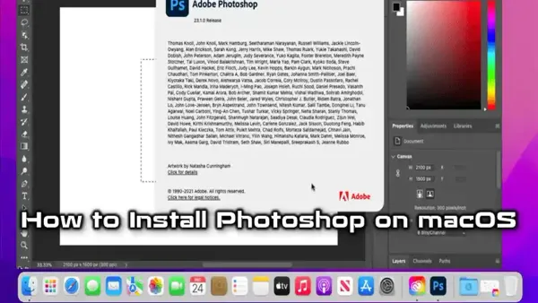 How to install Photoshop on Mac shown on MacBook screen with installation progress