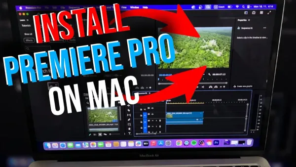How to install Premiere Pro on Mac shown on a MacBook screen during installation
