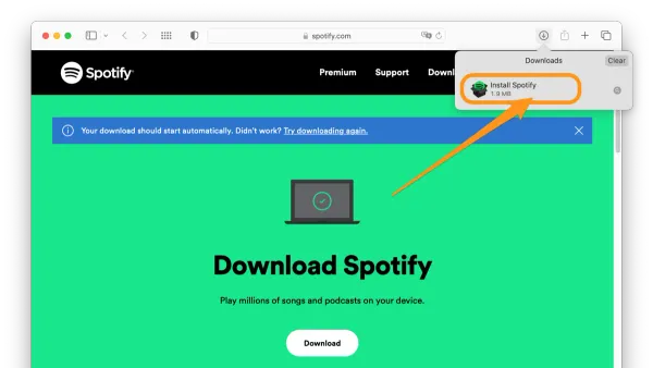 How to install Spotify on Mac shown on MacBook screen during installation process