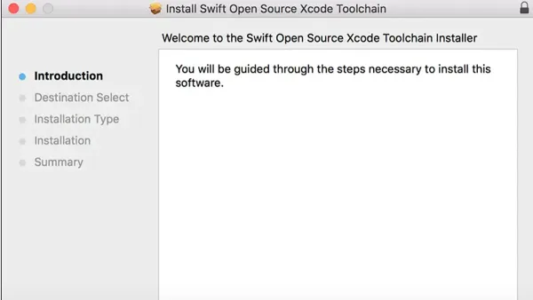 Developer installing Swift toolchain on MacBook for Mac software development