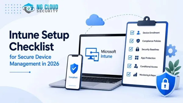 IT administrator using laptop managing devices with moving from ClassLink to Microsoft Intune checklist
