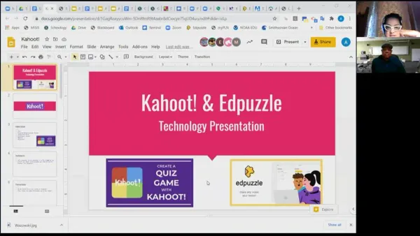 Teacher using moving from Edpuzzle to Kahoot checklist on classroom projector