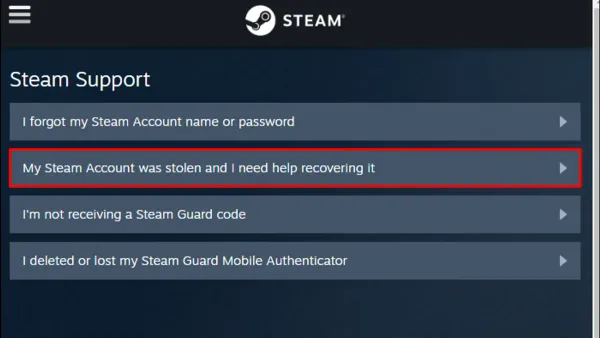 User recovering a Steam account hacked using a laptop