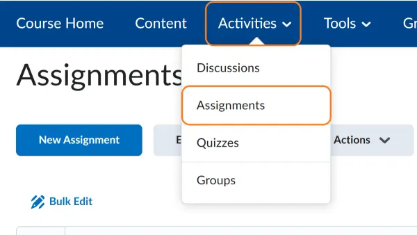 Instructor reopening a closed assignment in Brightspace on a laptop