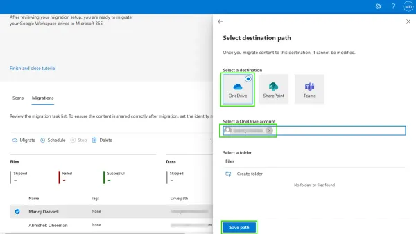 IT professional managing switching from Google Workspace to OneDrive on laptop