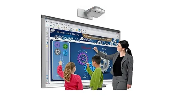 Teacher switching from SMART Board to classroom projector setup