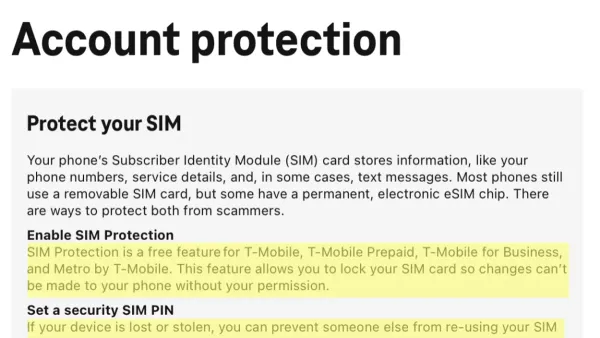 Person securing their phone with T-Mobile port out protection active